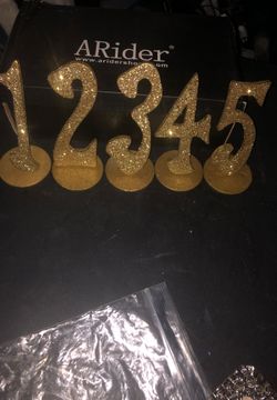 Gold glitter table numbers