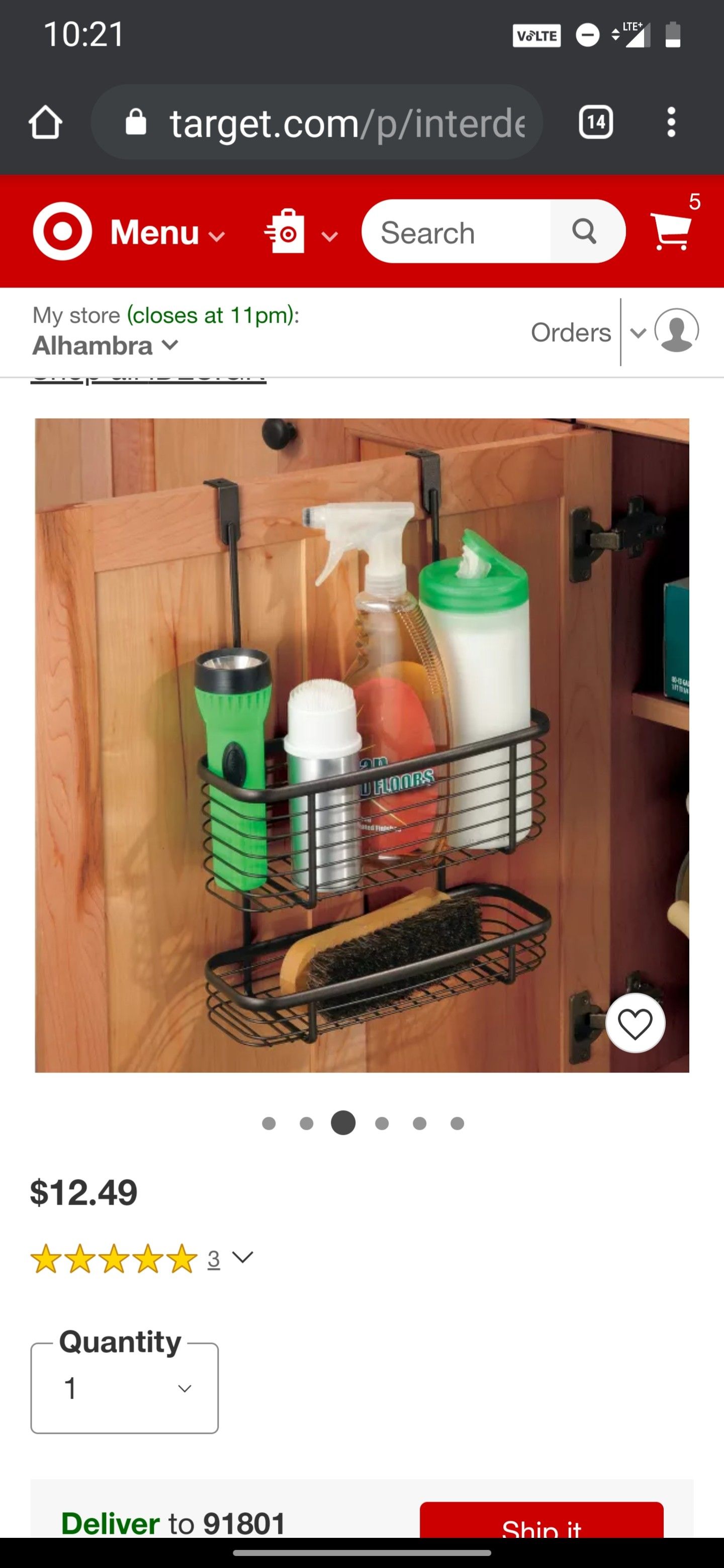 Over cabinet organizer