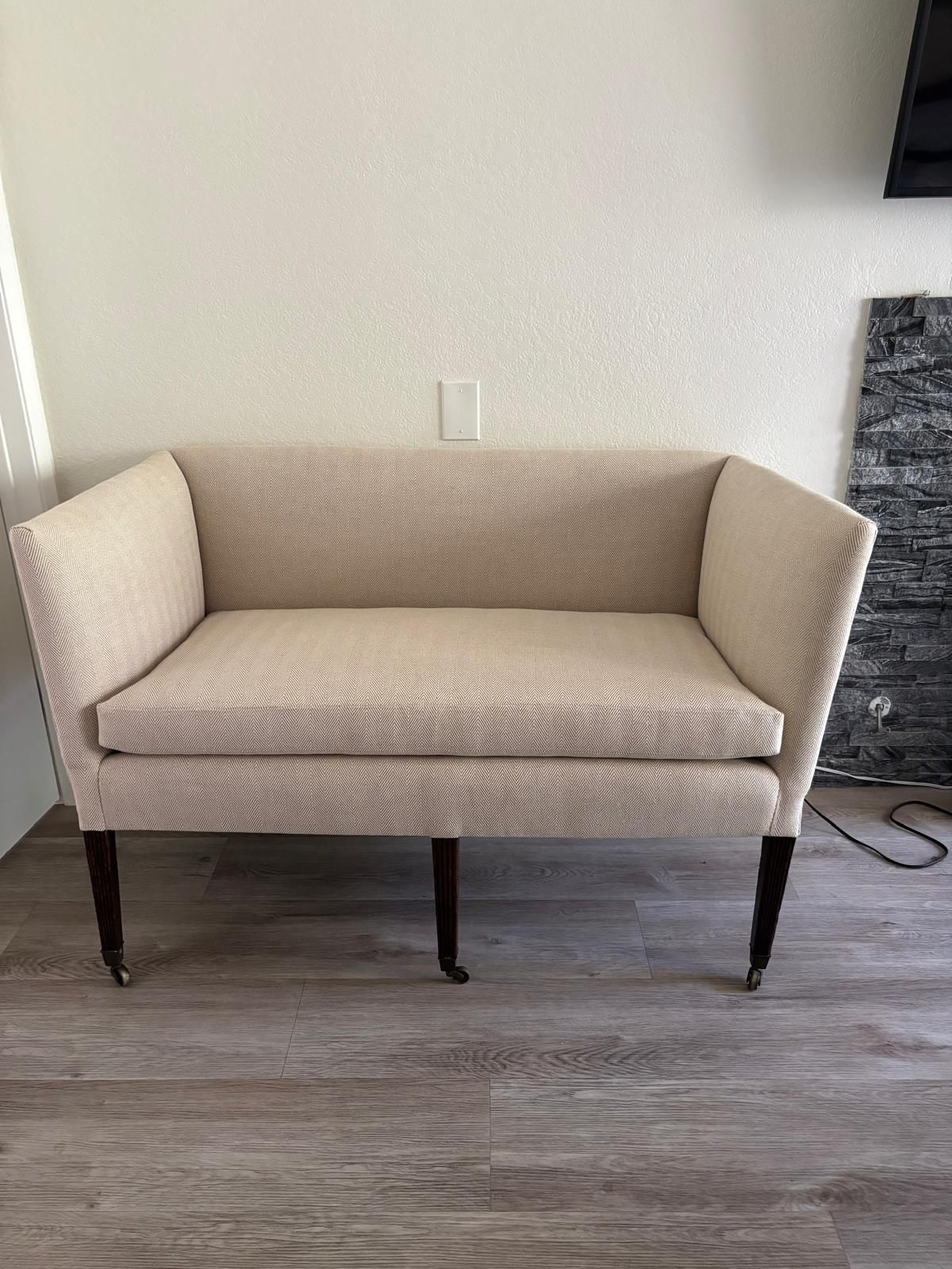 Beige Upholstered Bench/Loveseat