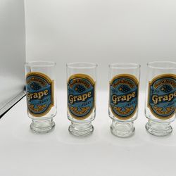 1980s Aunt Jenny’s Grape Jelly Glasses Drinking Tumblers Set Of 4