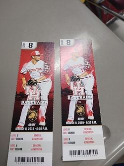 U of H Baseball tickets March 8 6:30