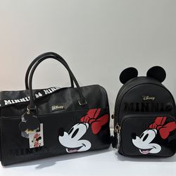 Minnie Mouse travel duffel back and mini backpack