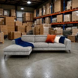 Brand New Fabric Modern Sectional Sofa w/ Chaise & Adjustable Back – Dark or Light Gray