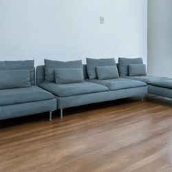 IKEA Sectional Sofa Couch with Chaise Modern Low Profile