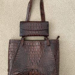 Beautiful Dark Brown Brahmin Purse & Matching Wallet 