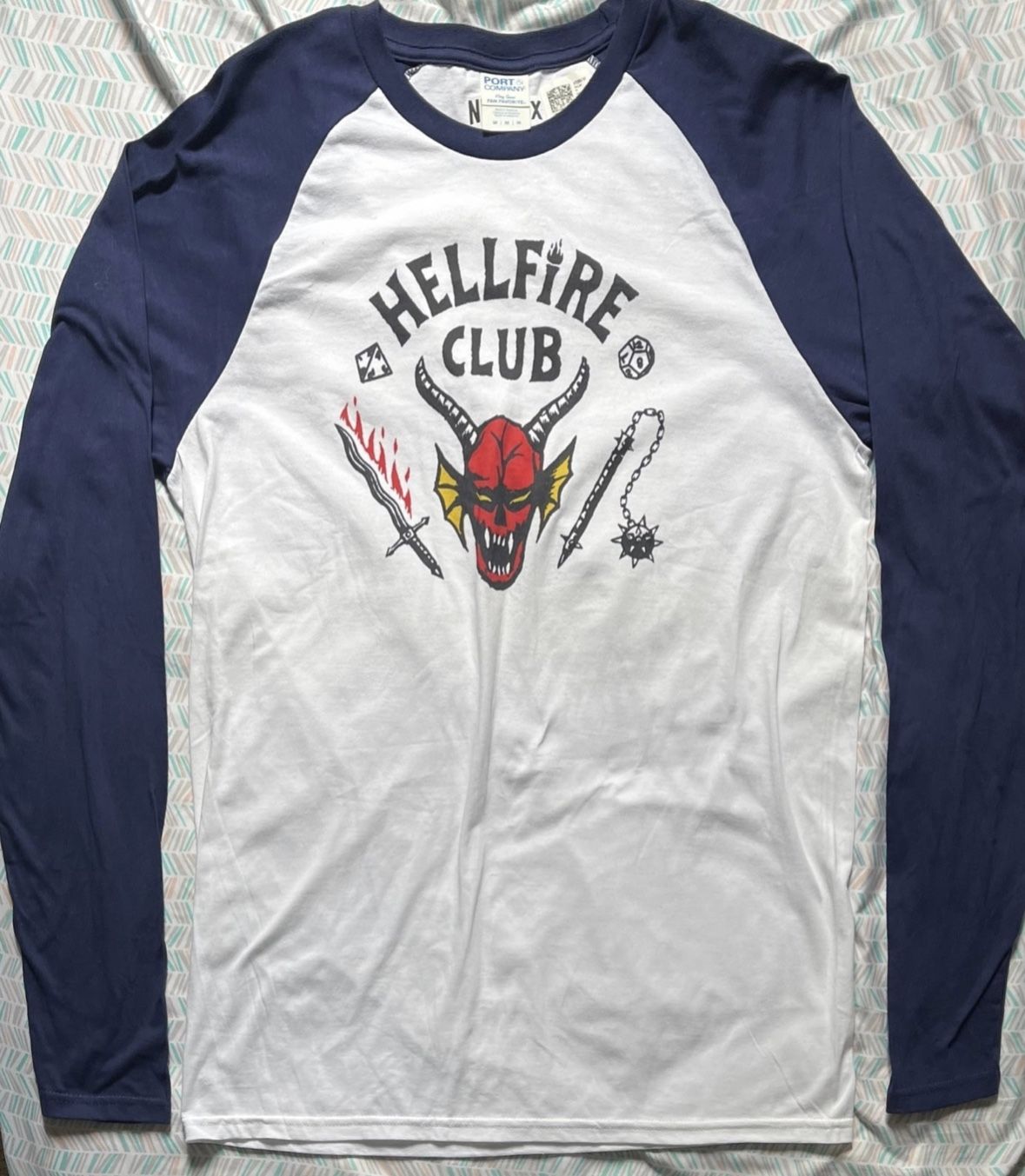 Stranger Things Hellfire Club Baseball Tee Medium