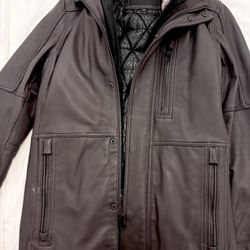 MARC NEW YORK ANDREW MARC Trench Leather Coat Jacket Small Brown