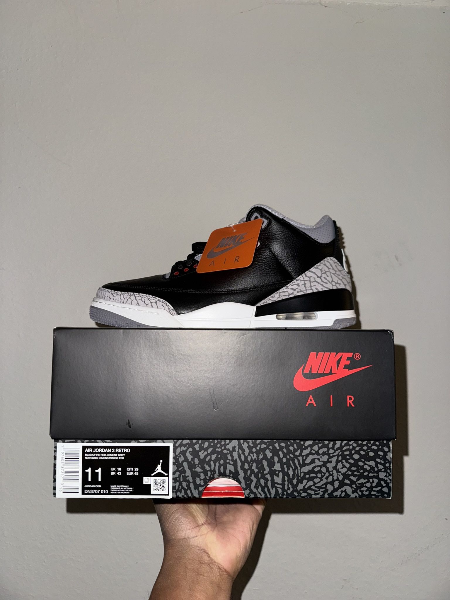 Air Jordan 3 “Black Cement” 2024 Sizes 11.5 And 12
