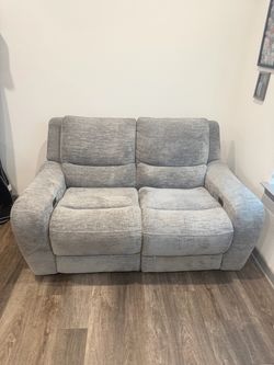 Gray Fabric Reclining Loveseat City Furniture