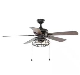 Ellard 52 in. LED Indoor Matte Black Ceiling Fan with Light