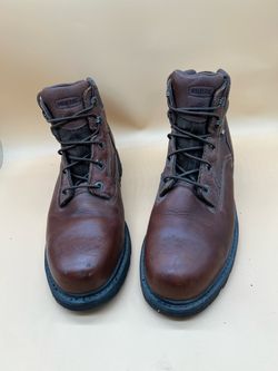 Wolverine men boots steel toe brown leather vibram sole size 10.5 EW