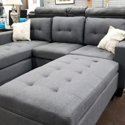 Small sofa chaise sectional charcoal gray