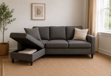 Small sectional with moveable ottoman
