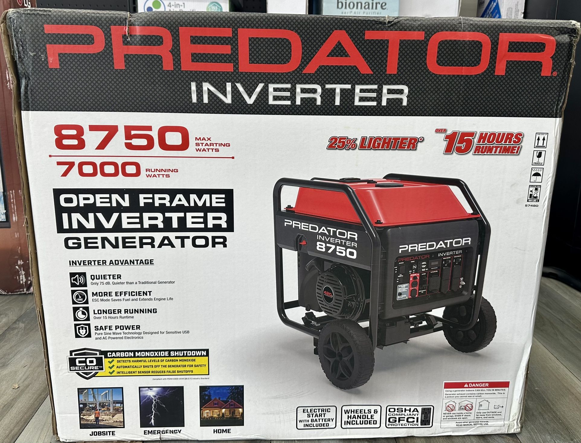 New PREDATOR 8750 Watt Inverter Generator with CO SECURE Technology