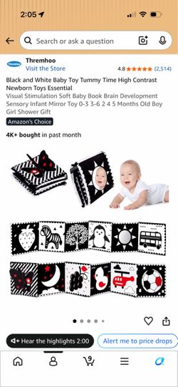 Black and White Baby Toy Tummy Time High Contrast Newborn Toys