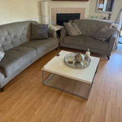 Gray Tufted Sofa and Loveseat Set