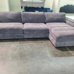 Large Grey Sectional With Oversized Chaise