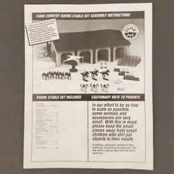 1993 Vintage ERTL Farm Country Riding Stable Set ASSEMBLY INSTRUCTIONS BOOKLET #4217