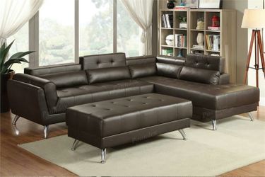 sectional sofa brown bondead leather modern