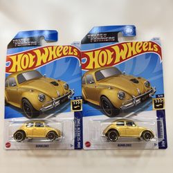 Hot Wheels Transformers Bumblebee Gold Lot of 2