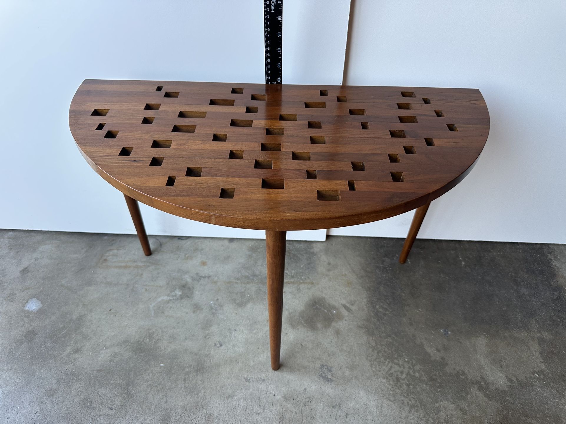Mid Century Modern Walnut Half Moon End Table