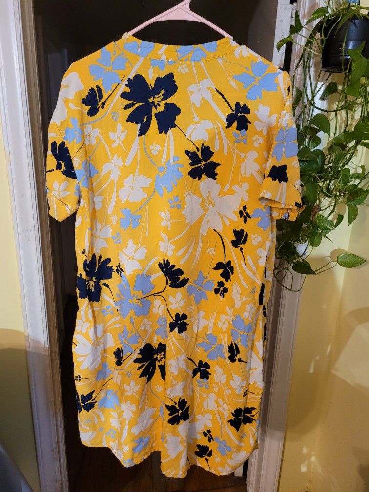 No Name Shirt Dress Yellow With Floral Design