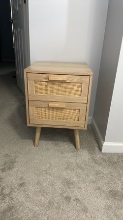 Rattan 2-Drawer Bedside Table