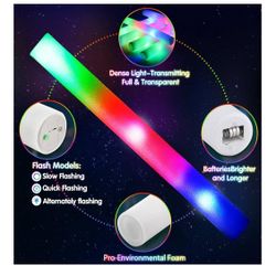 72 Foam Light Sticks. Flashing Red Blue Green