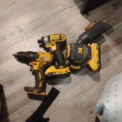 3 Piece DeWalt Drill Driver Set With Sander And 2 Batteries 