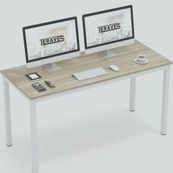 Office Desk Table 47.24'' Beige+ White Frame