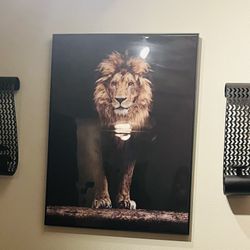 Loin Pictures And Candle Holders 