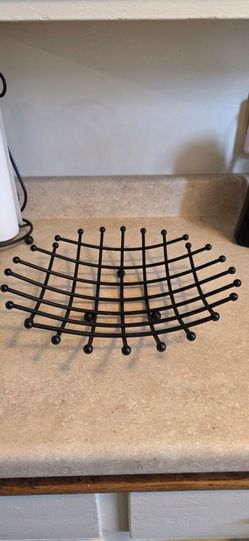 Modernist Black Metal Fruit Basket Holder