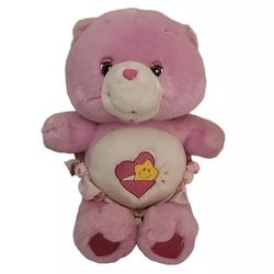 Vintage Care Bears Plush Baby Hugs Bear Stuffed Animal Heart Star Pink 9" 2002