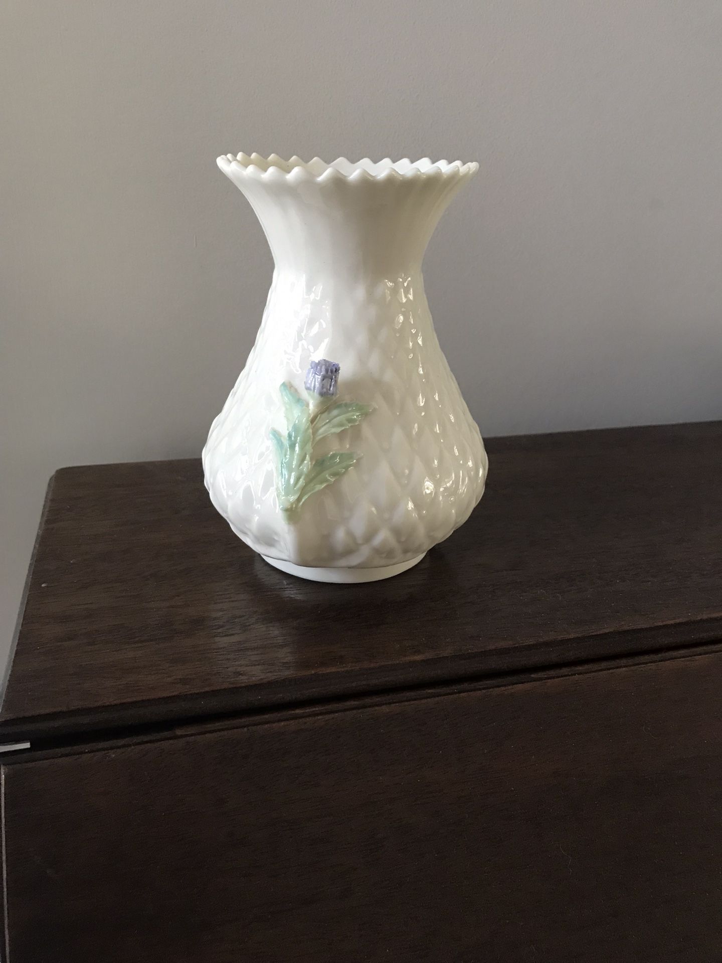 Belleek Porcelain Blue Thistle Vase
