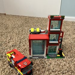Lego Firehouse, With Truck, And 2 Minifigs Retired 60320