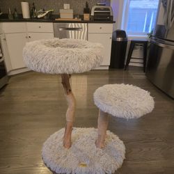 Natural Wood Cat Tree With Scratching Post