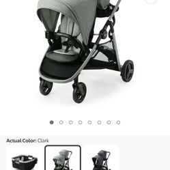 graco ready2grow lx 2.0 double stroller + Car Seat
