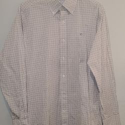 Plaid Southern Tide Button Up (White With Brown And Beige) Cotton And Elastane - Medium