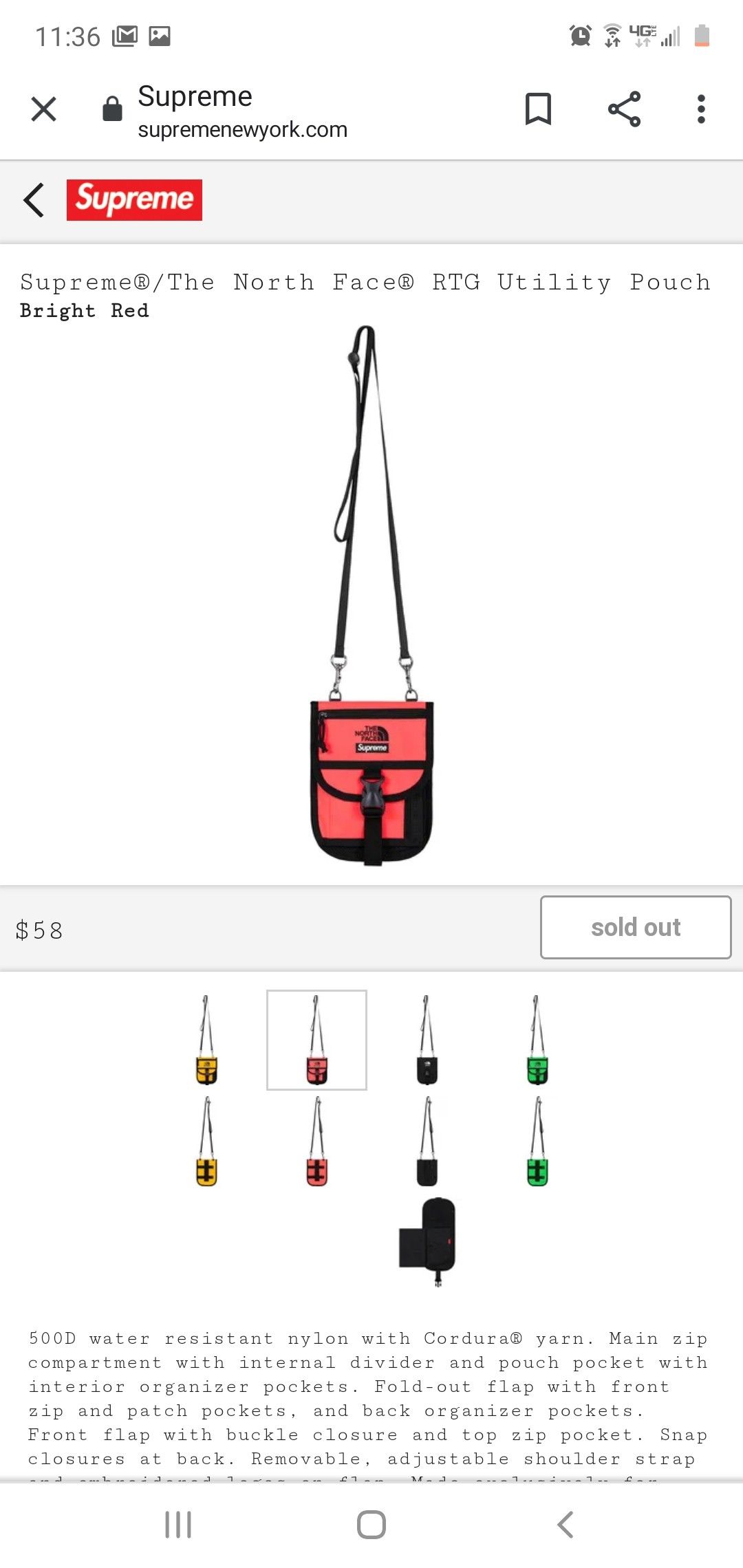 Supreme TNF RTG utility bag