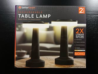 BETTERBEAM Noho 8.25 in. Black Modern Rechargeable Integrated LED Chunky Table Lamp 2-Pack
