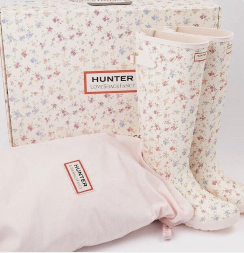 Love Shack Fancy x Hunter Boot Original Tall Rain Boot Sunrise Patchwork size 8