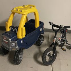 Little Tikes Cozy Truck and Novara Bike Stinger 12”