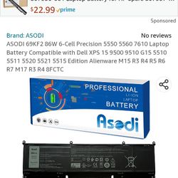 Dell New Genuine Dell XPS 15 9500 Precision 5550 Battery 86Wh 11.4V 70N2F Type 69KF2