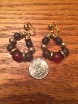 Vintage Beaded Clip On Earrings