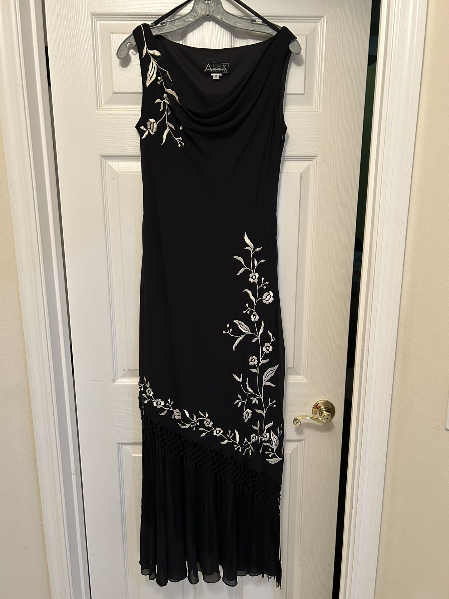 Alex Evenings Black Dress With Floral Accents