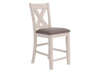 5 Piece Counter Set - Counter Table & 4 Counter Stools -Off White/Gray Finish