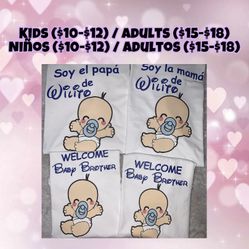 Baby Shower Costume / Personalized / T-shirt’s / Playeras Personalizadas Para Baby Shower