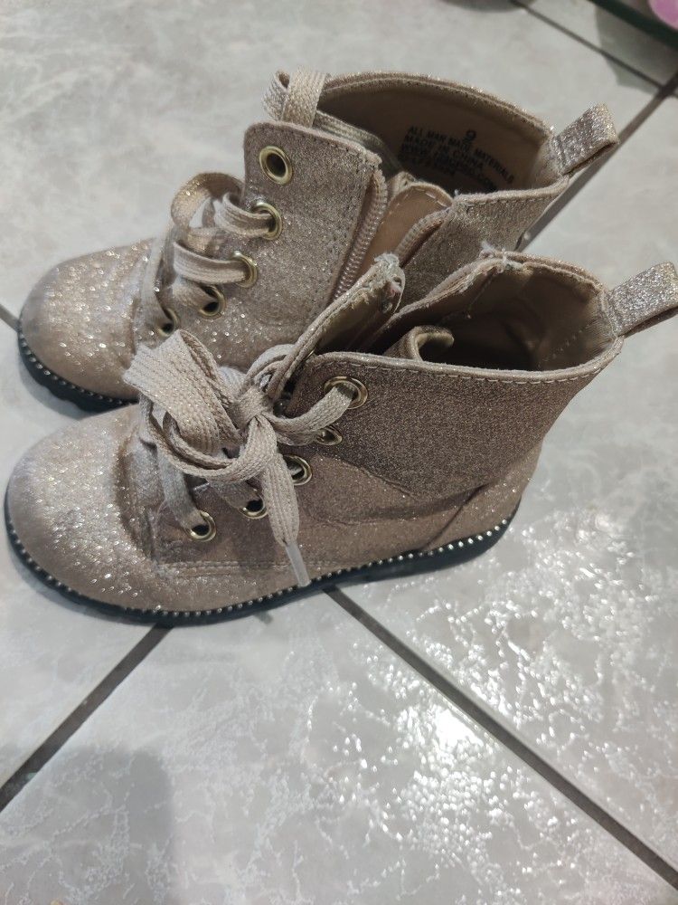 Gold Glitter Boots 9C