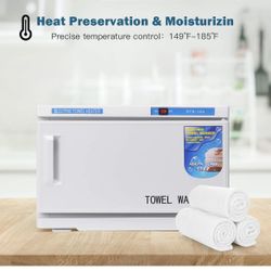 WELLHUT 2 in 1 Spa Towel Warmer Cabinet, 16L Professional Hot Towel Warmers 