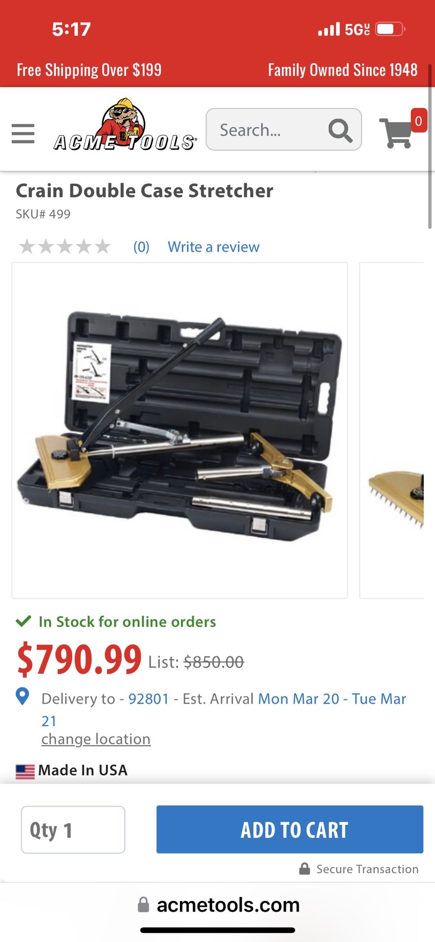Crane Double Stretcher (Carpet Installation Tool)